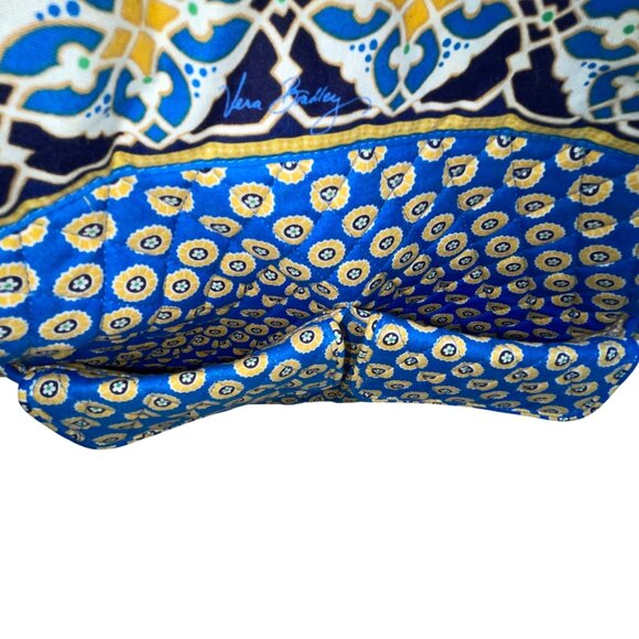 Vera Bradley Blue & Yellow Patterned Quilted Zip Closure & Pockets Shoulder Bag - Picture 9 of 13